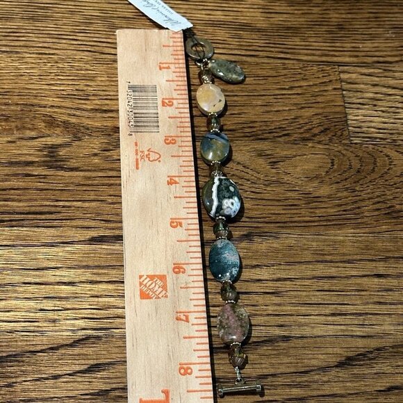 Bracelet Ocean Jasper Gemstone Chunky Beaded Multicolor Toggle Clasp‎ 8.5" NWT - Picture 9 of 11